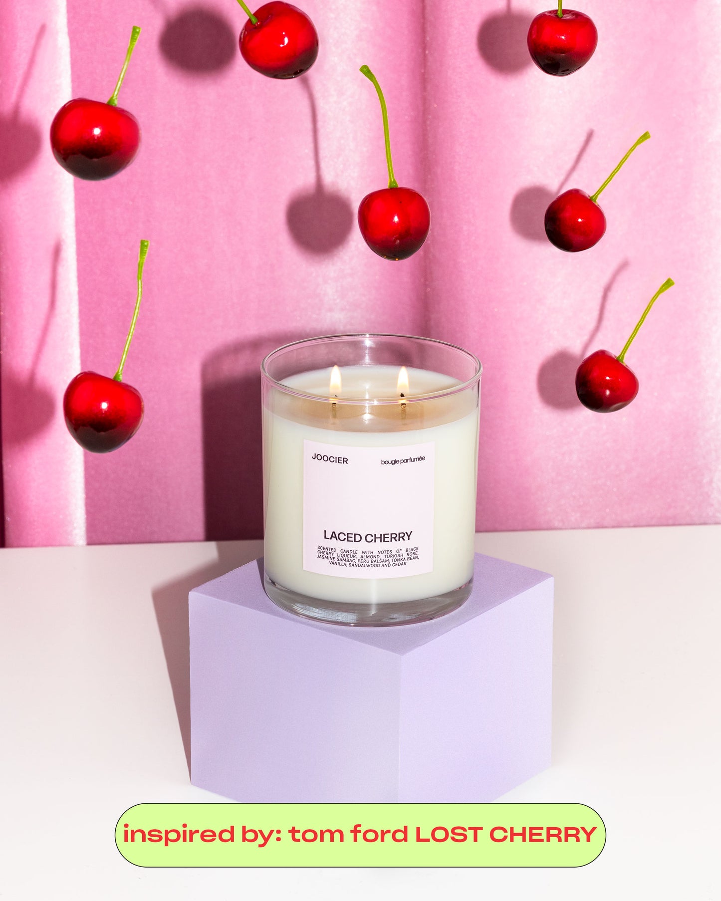 Tom Ford Lost Cherry Dupe | Dupe candles | Fragrance dupes | Tom Ford Dupe | Cherry candle made by Joocier, a woman owned candle brand. Hand poured coconut soy wax candles.